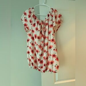 Women's Cream Floral Peasant Top